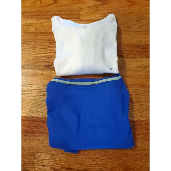 Talbots Tops - Talbots Womens 2X White Cotton Short Sleeve Tee & Blue Sleeveless Tank Set of 2